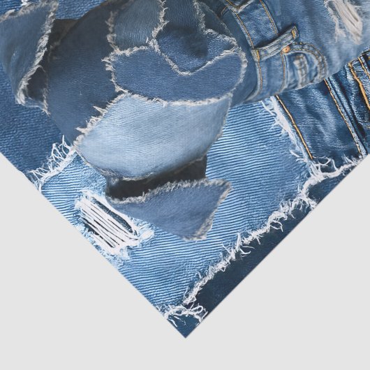 Papier Mousseline Chien Patchwork Art Denim (Détail)