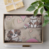 Papier Mousseline Chien rose rose Brown et coeur fête d'anniversaire (Cadeau)