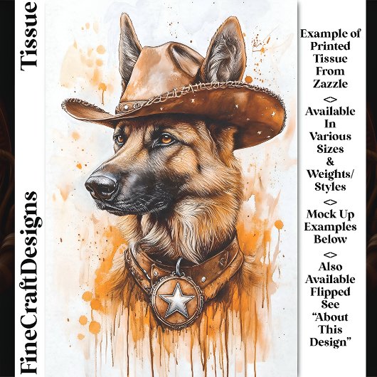 Papier Mousseline Chien shérif allemand Cowboy Sheriff DP2L Découpag