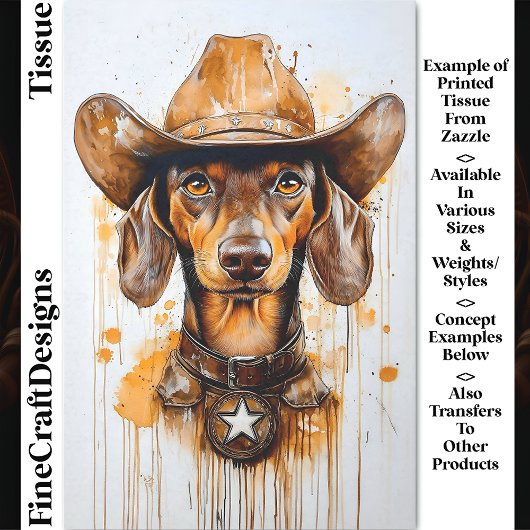 Papier Mousseline Chien Sheriff Dachshund Brown DP1