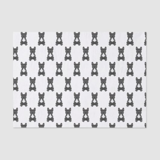 Papier Mousseline Chien-taureaux Français Noir Et Blanc / Motif Fran (Recto)