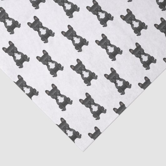 Papier Mousseline Chien-taureaux Français Noir Et Blanc / Motif Fran (Détail)