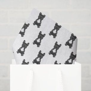 Papier Mousseline Chien-taureaux Français Noir Et Blanc / Motif Fran