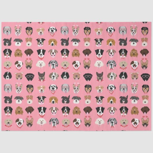 Papier Mousseline Chien Valentine Face Motif (Recto)
