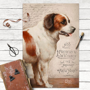 Papier Mousseline Chien vintage St Bernard avec découpage Ephémère
