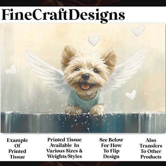 Papier Mousseline Chien Yorkie Avec Ailes En Neige AV3 Découpage