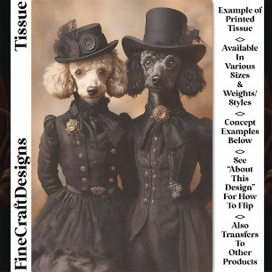 Papier Mousseline Chiens Caniches Costumes Victoriennes Noirs Découp