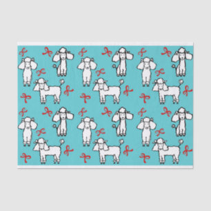 Papier Mousseline Chiens de caniche blanc Vaches Turquoise