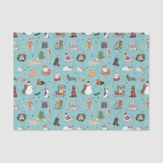 Papier Mousseline Chiens de Fêtes en Motif de pulls de Noël (Recto)