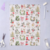 Papier Mousseline Chiens de Noël et motif de verdure (Artisanat)