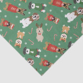 Papier Mousseline Chiens de Noël Motif Rouge Vert (Détail)