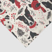 Papier Mousseline Chiens de Noël Noir Rouge Motif à thème (Détail)
