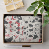 Papier Mousseline Chiens de Noël Noir Rouge Motif à thème (Cadeau)
