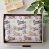 Papier Mousseline Chiens de Noël Père Noël Watercolor (Cadeau)