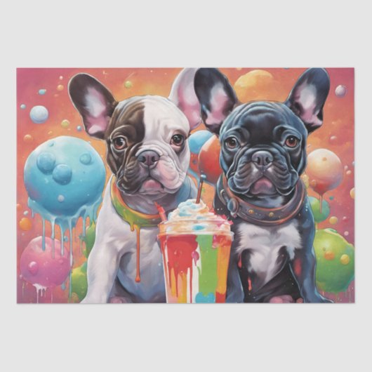 Papier Mousseline Chiens de taureau français, Milkshake (Recto)