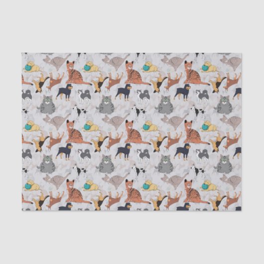 Papier Mousseline Chiens Et Chats Cutes Design Motif (Recto)