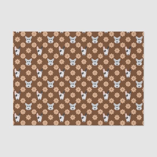 Papier Mousseline Chiens et fleurs Brown (Recto)
