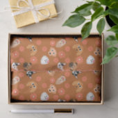 Papier Mousseline Chiens et fleurs rouille (Cadeau)