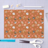 Papier Mousseline Chiens et fleurs rouille (Artisanat)