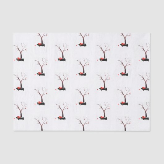 Papier Mousseline Chiens et Robin de Scottie en hiver saisonnier (Recto)