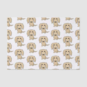 Papier Mousseline Chiens mignons crèmes à cheveux longs du motif