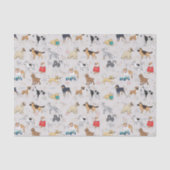Papier Mousseline Chiens mignons Design Motif Blanc (Recto)
