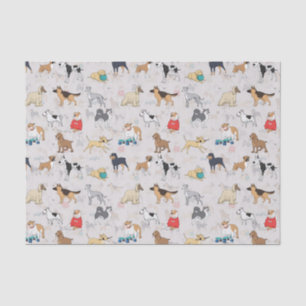 Papier Mousseline Chiens mignons Design Motif Blanc