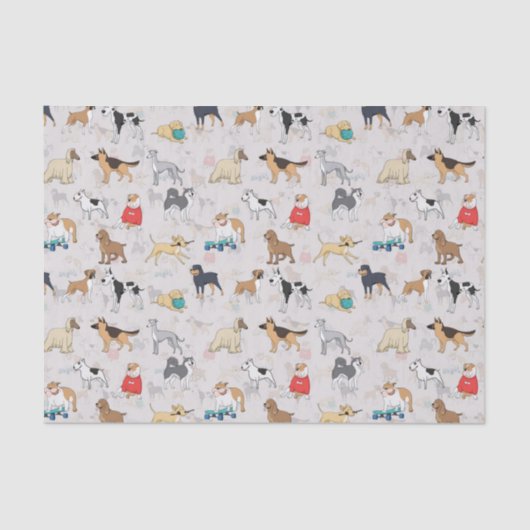 Papier Mousseline Chiens mignons Design Motif Blanc (Recto)