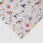 Papier Mousseline Chiens mignons Design Motif Blanc (Détail)