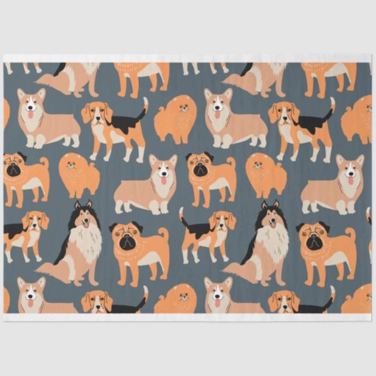 Papier Mousseline Chiens mignons Motif #02 (Recto)