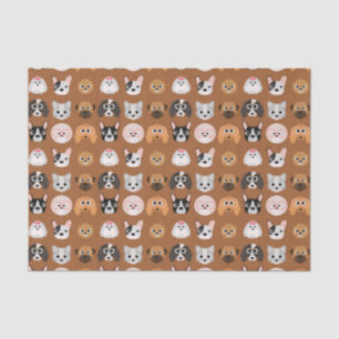 Papier Mousseline Chiens mignons sur le brun