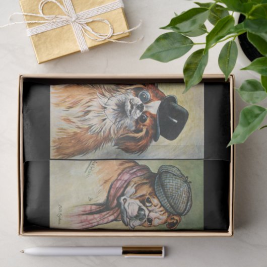 Papier Mousseline Chiens, triptyque de dessin animé (Cadeau)