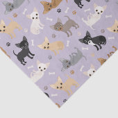 Papier Mousseline Chihuahua Bones and Paws Purple (Détail)