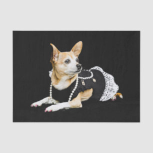 Papier Mousseline Chihuahua Chien Tan Brown Noir Élégant