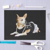 Papier Mousseline Chihuahua Chien Tan Brown Noir Élégant (Artisanat)