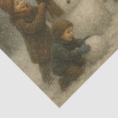 Papier Mousseline Children Building a Snowman (Détail)