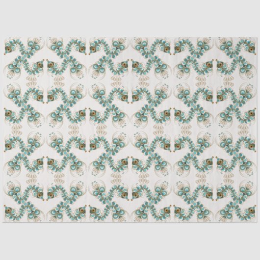 Papier Mousseline Chimera - Peacock Seahorse Tissus Paper (Recto)