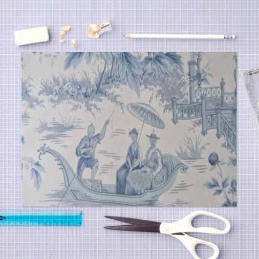 Papier Mousseline Chine bleu et blanc Découpage (Artisanat)