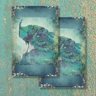 Papier Mousseline Chine Peacock Feather or Vintage Decoupage