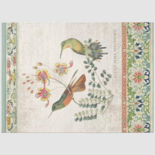 Papier Mousseline Chine vintage Hummingbird Floral Decoupage