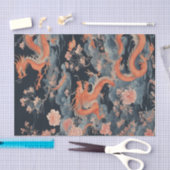 Papier Mousseline Chinois dragon oriental foncé chinoiserie (Artisanat)