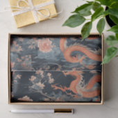 Papier Mousseline Chinois dragon oriental foncé chinoiserie (Cadeau)