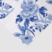 Papier Mousseline Chinois Vintage Floral Bleu Peony (Détail)