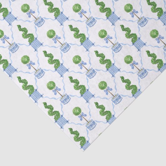 Papier Mousseline Chinoiserie Aquarelle Topiaire (Détail)