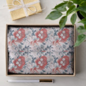 Papier Mousseline Chinoiserie Asiatique Blanc Rouge Gris Floral Déco (Cadeau)