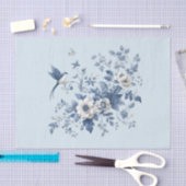 Papier Mousseline Chinoiserie Bird et Floral Blue (Artisanat)