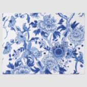 Papier Mousseline Chinoiserie Bird Floral Bleu et Blanc Découpage (Recto)