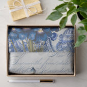 Papier Mousseline Chinoiserie Bleu Blanc Fleur Jar Script Ephemera (Cadeau)