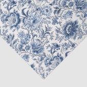 Papier Mousseline Chinoiserie Bleu Blanc Floral Fleurs Découpage (Détail)