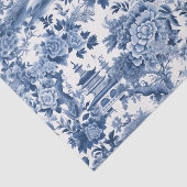 Papier Mousseline Chinoiserie Bleu Blanc Floral Peinture Découpage (Détail)